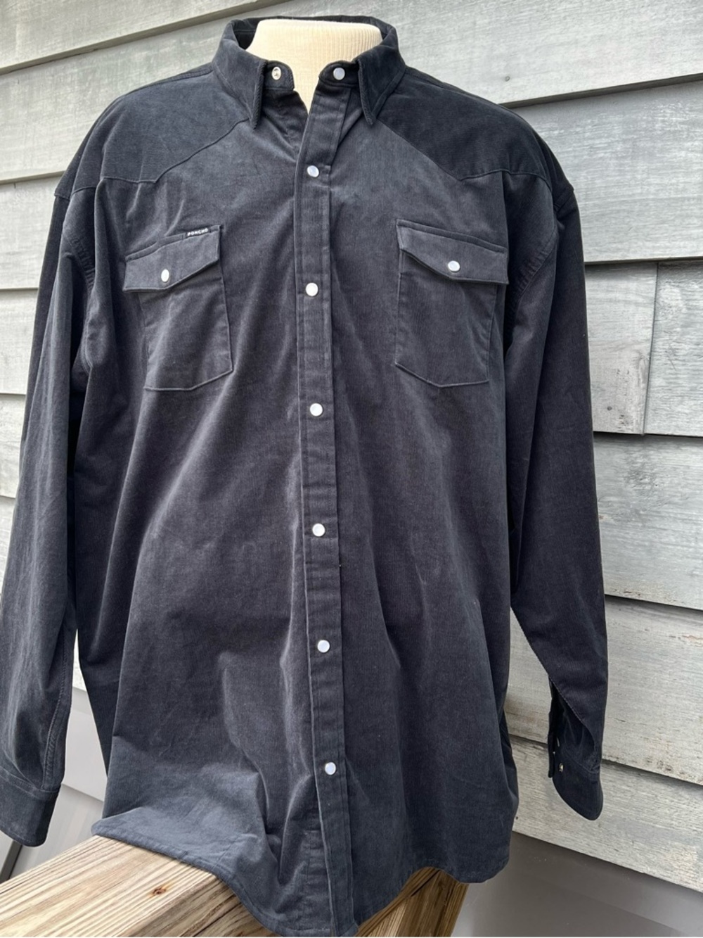 Poncho Ranch Shirt Corduroy Western Pearl Snap Regular Fit Cowboy XXXL 3XL EUC